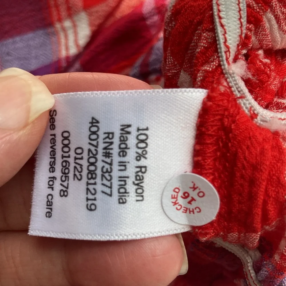 So Crop top red plaid cinch waist cropped tank top casual boho sleeveless - Picture 16 of 16